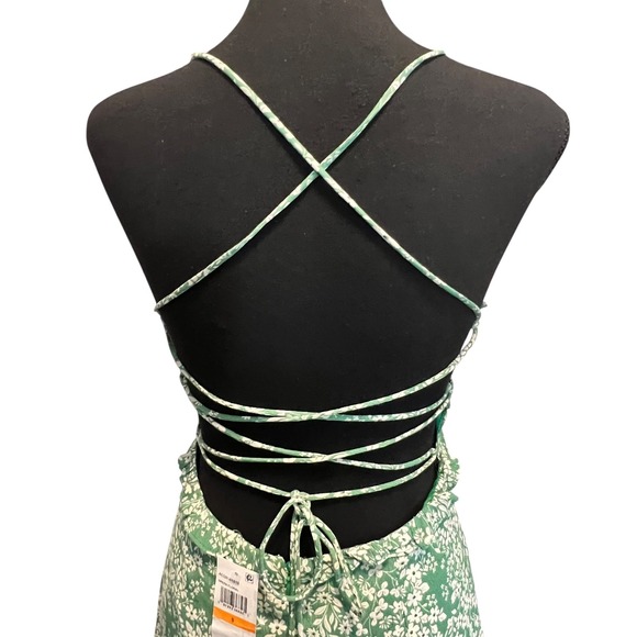 ASTR The Label Green Floral Print Maxi Dress Lace Up Back Coquette Cottage Retro - Picture 11 of 11